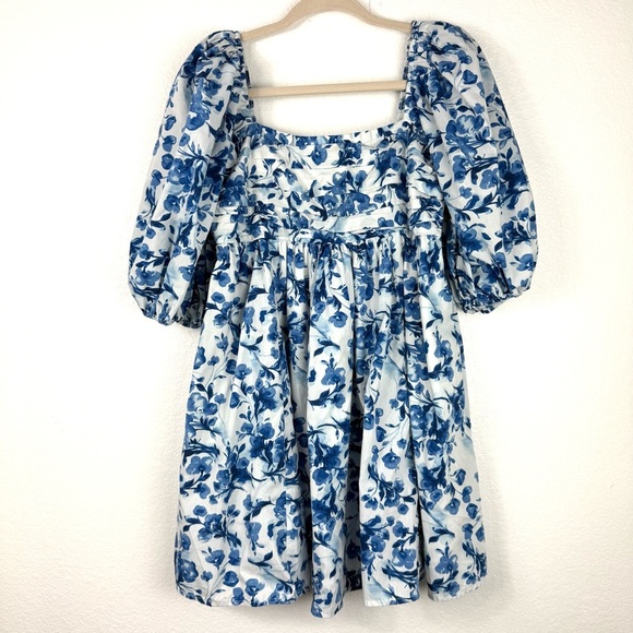 Abercrombie & Fitch Emerson Poplin Puff Sleeve floral Mini Dress size M - Picture 2 of 10